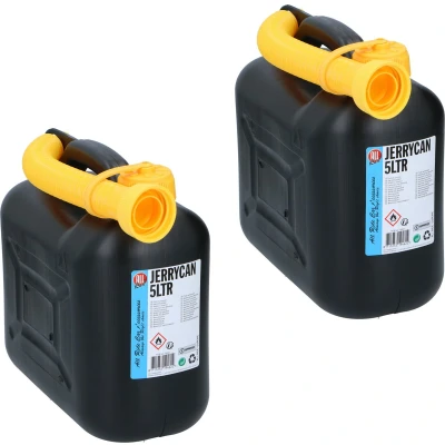 Afbeelding van 2x Zwarte brandstof jerrycan 5L