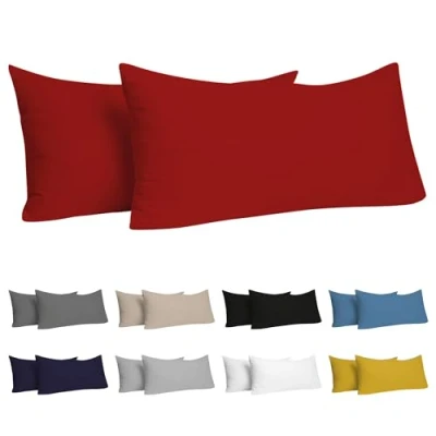 Afbeelding van Dreamzie Kussensloop, 50 x 80 cm, (2 stuks), 100% katoen, jersey, 150 g/m², beige, kussensloop duurzaam, hypoallergeen, voor kussens cm