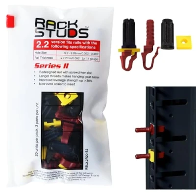 Afbeelding van Rackstuds R20 Rack Mount Solution II Vervangende moeren en schroeven voor server rackrails, 48,3 cm geperforeerde vierkante verticale rails, reserve kooimoeren, rood 2,2 mm, 20 stuks