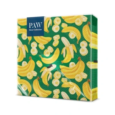 Image de PAW Serviette Papier 3 Plis (33 x 33 cm) I Lot de 20 Parfait pour les Anniversaires, Partys, Mariages, la Kommunion et Célébrations Décoration Table Fièvre Banane