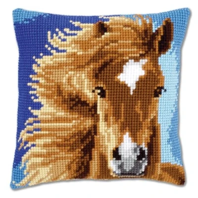 Afbeelding van Vervaco borduurkussen bruin paard 0149463