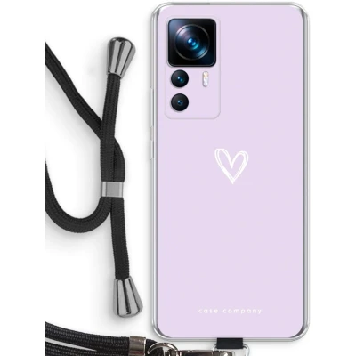 Afbeelding van Case Company® hoesje met Koord geschikt voor Xiaomi 12T Klein hartje paars Telefoonhoesje Zwart Bescherming aan alle Kanten en Over de Schermrand