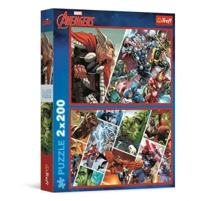 Afbeelding van Trefl 2 in 1 puzzel: Marvel The Avengers, de verdedigers van wereld x 200 stukjes Twee puzzels voor tieners