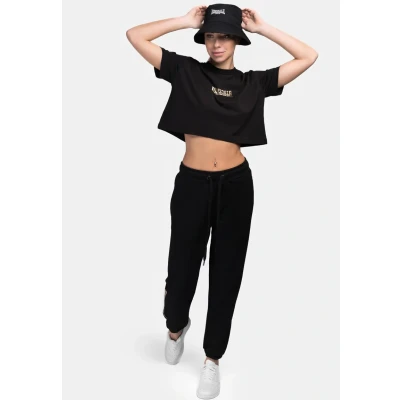 Afbeelding van Lonsdale Cropped Aultbea Tshirt basic, Dames, Maat: Large, Black gold