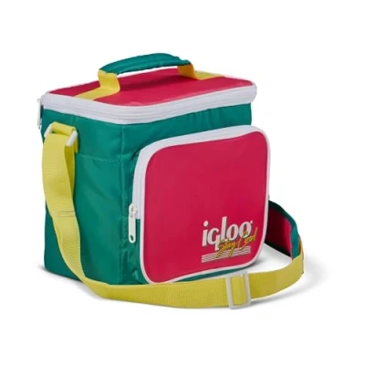 Afbeelding van IGLOO Lunchtas, vierkant, retro, koeltas met schouderriem, inhoud 6,6 liter, jade