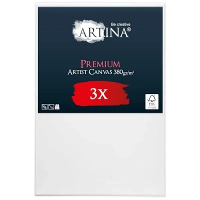 Afbeelding van Artina Set van 3 Schildersdoeken 40x60 cm FSC® Schildersdoek Stuks Premium Canvas Dubbel Geprimed Spieraam Wit