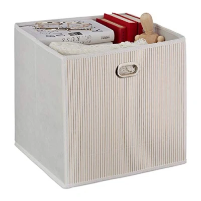 Afbeelding van Relaxdays opbergmand bamboe opbergbox opvouwbaar stoffen opbergdoos kast organizer wit