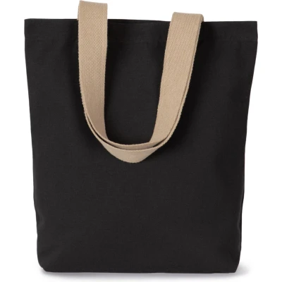 Afbeelding van Kimood Gerecyclede shopper met platte bodem KI5202 Black Night / Hemp