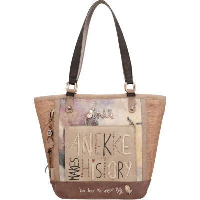 Afbeelding van Anekke Damestas van polyester kort handvat, schouderriem en ritssluiting 3 vakken accessoires voor dames afmetingen: 48 x 32 14 cm, meerkleurig, één maat,
