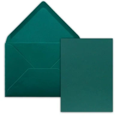 Afbeelding van Kaarten, set van 250 losse kaarten met enveloppen, DIN A6/C6, petrol, 14,8 x 10,5 cm, zonder vouwen