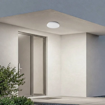 Afbeelding van Lindby LED plafondlamp 1licht PMMA, metaal H: 5.5 cm wit Inclusief lichtbron