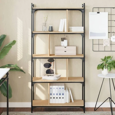 Afbeelding van Boekenkast 5 laags 76x32x158 cm bewerkt hout sonoma eikenkleur