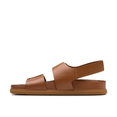 Afbeelding van Clarks Torford Strap platte sandalen voor heren, Lichtbruin/leer, 47 EU