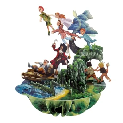Afbeelding van SANTORO Pirouette, 3D pop up wenskaart Peter Pan voor kinderen, hem, haar, verjaardag, groen