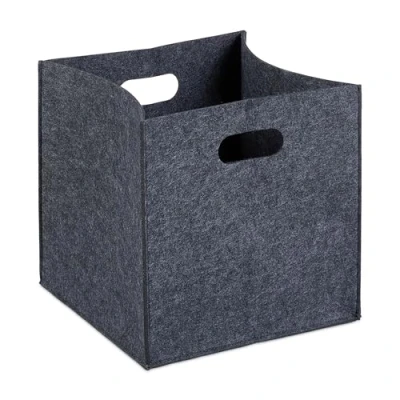 Afbeelding van Relaxdays 4x houtmand vierkant vilt haardhout mand opbergdoos 30 x cm