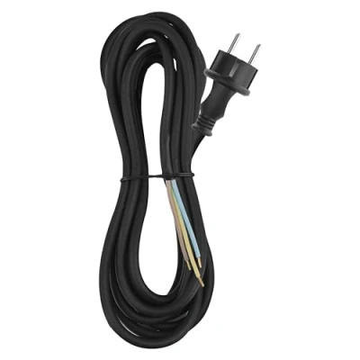 Afbeelding van EMOS Rubberen aansluitkabel 10 m, netsnoer, voor hoge mechanische belasting, Schuko aansluitkabel, 3 x 1,5 mm², H07RN F rubber/neopreen, zwart