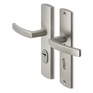 Afbeelding van Veiligheidsbeslag met kruk AXA Curve Plus 72 mm (Kerntrekbeveiliging, Aluminium, RVS)