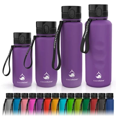 Afbeelding van coolrhino Drinkfles, 1,5 liter, voor sport, outdoor, school, fitness en kinderen, lekvrije BPA vrije waterfles geschikt koolzuur, rhino lila, 1500 ml