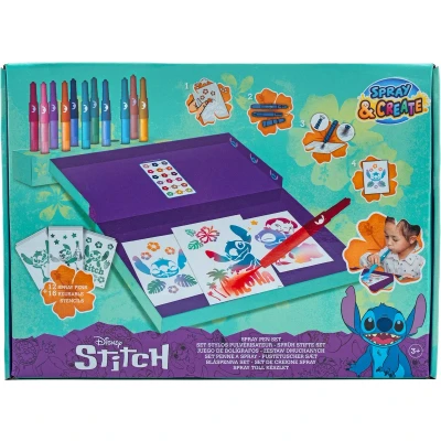 Afbeelding van Stitch Spray Pen Set Desktop Box (ST23368) Disney Kleurstiften voor Kinderen Tekenset met Gekleurde Pennen en Tekensjablonen
