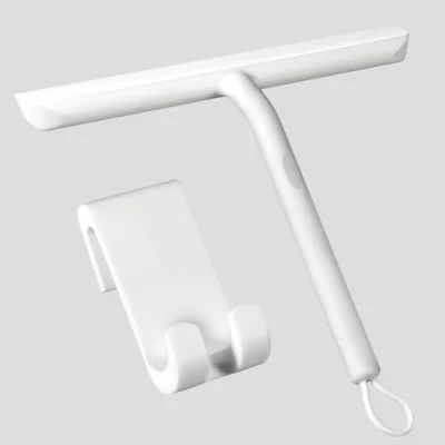 Afbeelding van Vinabo Siliconen doucheschraper met houder, reinigt glazen scheidingswanden, reiniging en gladmaken van ramen, spiegels badkamers, 21 cm, wit