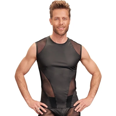 Afbeelding van Leather Look Heren Top Zwart