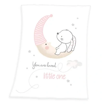 Afbeelding van Herding babydeken met klein konijntje, polyester, wit, 75 x 100 cm