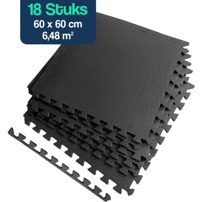 Afbeelding van Hulser Puzzelmat 60 x 1 cm 18 stuks 6,48 m2 Fitness vloermat