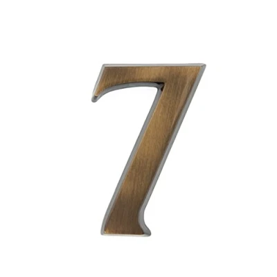 Afbeelding van HUBER huisnummer 7 van messing 10 cm I huisnummers voor huis en deur 3D huisnummerborden antiek stijlvol design