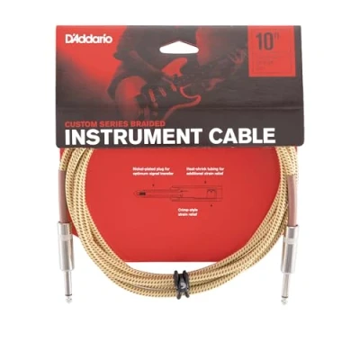Afbeelding van D&#039;Addario Gitaarkabel Instrumentkabel Gitaaraccessoires Gevlochten Kabel Aangepaste Serie 3,05 m Tweed 1 Pack