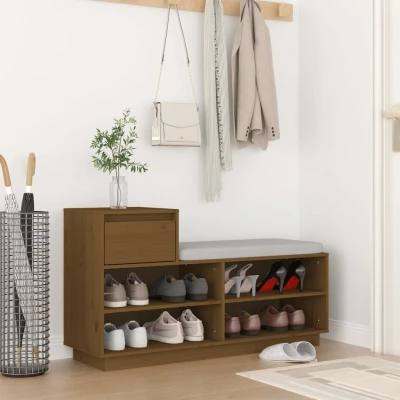 Afbeelding van Schoenenkast 110x34x61 cm massief grenenhout honingbruin