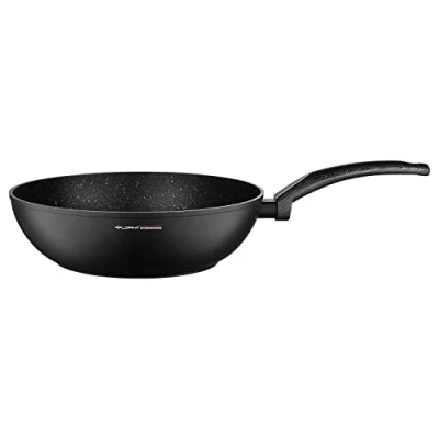 Afbeelding van FLORINA pan met antiaanbaklaag I diameter 18 cm BONO braadpannen aluminium fornuizen van alle soorten inductie, gas, elektrische plaat gemakkelijk te reinigen kleur: zwart