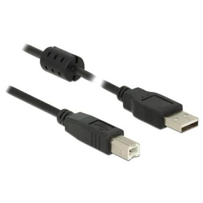 Afbeelding van Delock USB kabel 2.0 A stekker, B stekker 1.00 m Zwart Met Ferrietkern 84895
