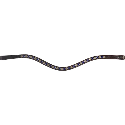 Afbeelding van Horka Frontriem Colori Bruin Leder Blauw/Wit Cob