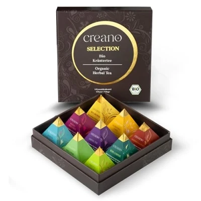 Image de Creano Tisane bio de qualité supérieure Coffret cadeau « thé biologique » 9 sachets pyramide en variétés différentes 22,5 g Nouveauté 2024*
