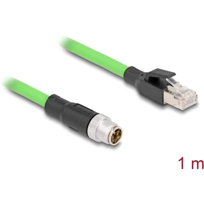 Afbeelding van Delock M12 kabel X gecodeerde 8 polige stekker naar RJ45 PUR (TPU) 1 m (SF/UTP, 1 m), Netwerkkabel