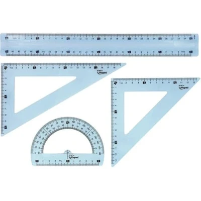 Afbeelding van Set vierkant en cartabon maped liniaal 30 cm halve cirkel kunststof in onbreekbare heupfles
