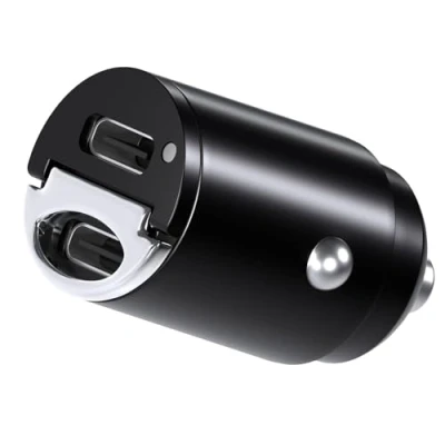 Afbeelding van MMOBIEL Dual USB C Autolader Adapter 45W Sigarettenaansteker Snellader Ultra Compact Autotelefoon Lader Oplader Geschikt voor iPhone 15 14 13 12 Pro Max, Samsung S24 S23 S22 S21