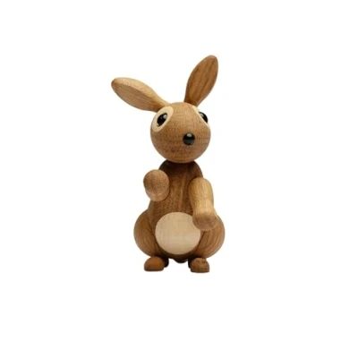 Afbeelding van Spring Copenhagen Wooden Figure Animal Standing Baby Rabbit &quot;Bounce&quot; 50g H9.5W4.5xL7cm (made in Vietnam) speelgoedfiguur kinderen en volwassenen