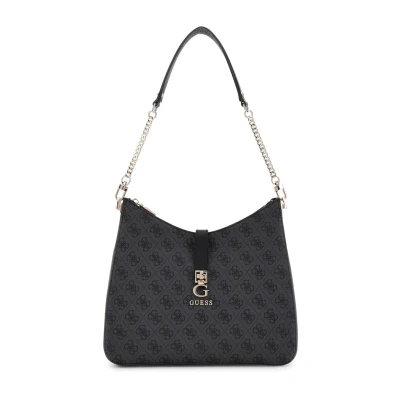 Afbeelding van GUESS Schoudertas Zamira Hobo Shoulder Bag Coal Logo Donkergrijs
