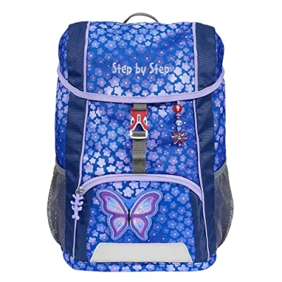 Afbeelding van Step by Kinderrugzakset met zitkussen, ergonomische mini toren afneembare borstriem, 13 liter, Vlinder Maja blauw/paars, Rugzak