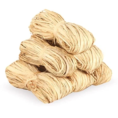 Afbeelding van natuurlijke raffia 6 stuks 300 g linten voor knutselen, bloemisten, tuin, bruiloft