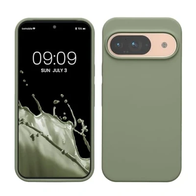 Afbeelding van kwmobile hoesje geschikt voor Google Pixel 9 / Pro case Siliconen telefoonhoesje Telefoon beschermhoes Smartphone cover in grijsgroen