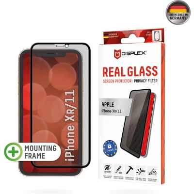 Afbeelding van Displex Real Glass FC Privacy + Frame screenprotector voor iPhone XR en 11 transparant