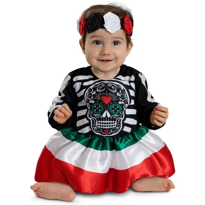 Afbeelding van FUNIDELIA Catrina kostuum voor baby Maat: 50 68 cm Zwart