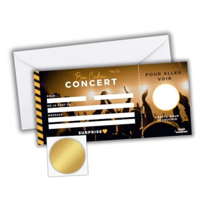 Afbeelding van Cadeaubon voor verrassing, personaliseerbaar, originele aankondiging om als cadeau te geven, verrassingscadeaus geliefden, familie en vrienden (CONCERT)
