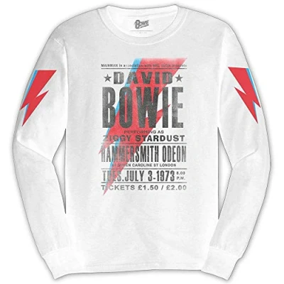 Afbeelding van David Bowie Longsleeve shirt L Hammersmith Odeon Wit