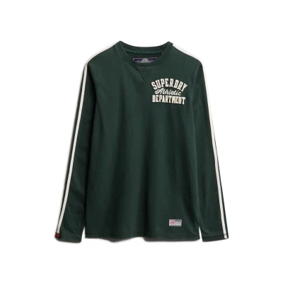 Afbeelding van Superdry Athletic Striped Longsleeve, Heren, Maat: XL, Academy dark green