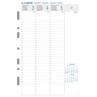 Afbeelding van Timer Einlagen 21 Kalender 1 Woche 2 Seiten senkrecht 2025