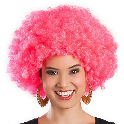Afbeelding van Boland Pruik Groove knalroze Roze Afro Kort Unisex Danser/danseres 70&#039;s, 80&#039;s &amp; 90&#039;s Disco