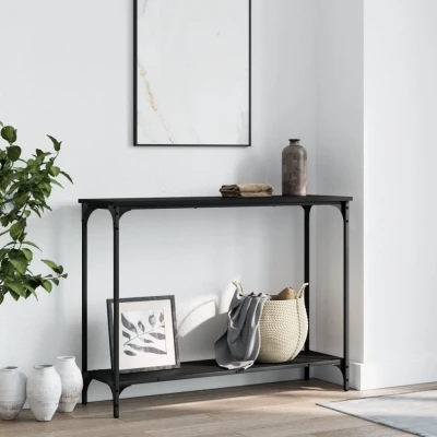 Afbeelding van Wandtafel 101x30,5x75 cm bewerkt hout zwart